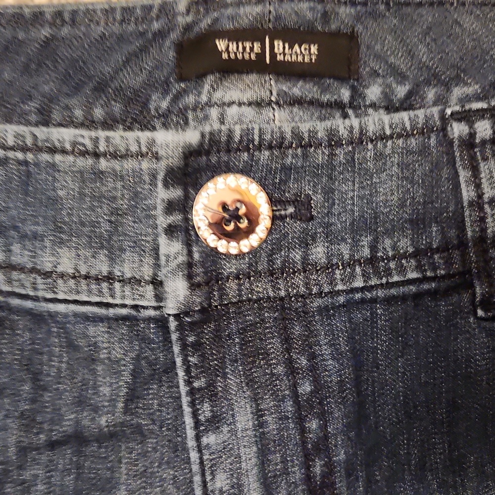 White House Black Market Dark Blue Flare Jeans - Picture 3 of 4
